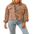 thumbnail image 3 of Girls Long Sleeve Loose Jacket  Autumn Ladies Leisure Style Solid Color Lapel Single-breasted Rough Selvedge Coat with Pocket, 3 of 7