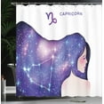 thumbnail image 3 of Ambesonne Celestial Shower Curtain, Capricorn Stars on Hair, 69"Wx84"L, Violet and Multicolor, 3 of 4