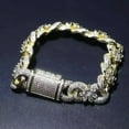 thumbnail image 3 of GKNET Hip Hop Flower Cuban Chain Necklace Bracelet 5A Zircon 8 Infinite Chain Jewelry-18 in Necklace-Gold white zircon, 3 of 9