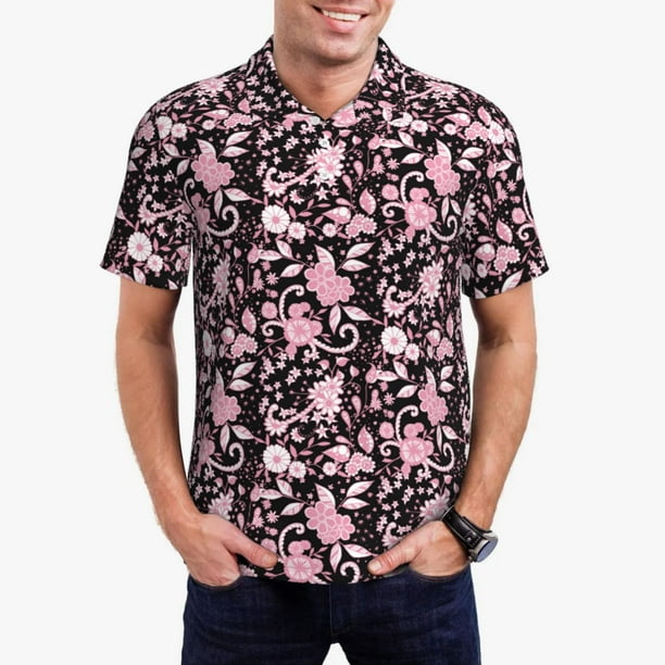 Balery Daisies Flowers Camisa Polo de Hombre con Estampado, de Manga Corta y Tejido Medio, Camisa Tipo Golf Polo-3X-Large