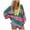 Hot Pink, variant on Womens Oversized Striped Half Zip Sweatshirt Y2k Color Block Deep V Neck Pullover Fashion Casual Loose Street Tops