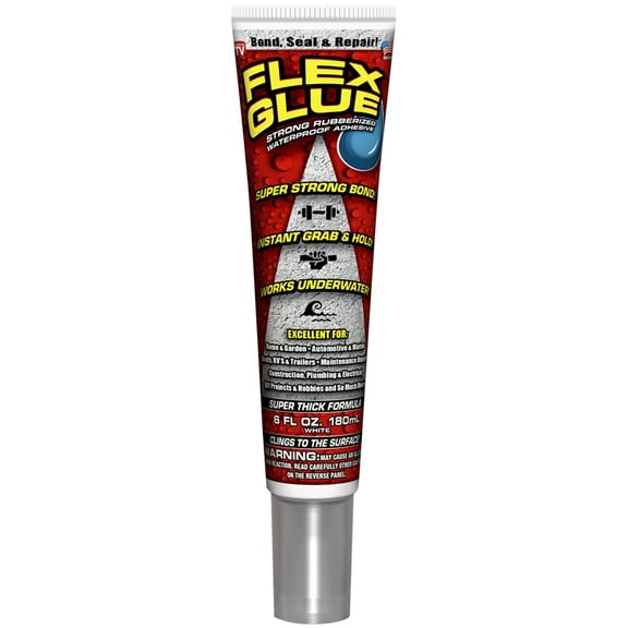 Flex Seal GFSTANR06 Flex Glue, White, 6 oz Tube