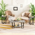thumbnail image 2 of Baxluxe Coffee Table Set of 3, Faux Marble Coffee Table with 2 Round End Side Tables, Modern Living Room Table Set with Metal Frame for Apartment Home Office Small Place, Gray, 2 of 7