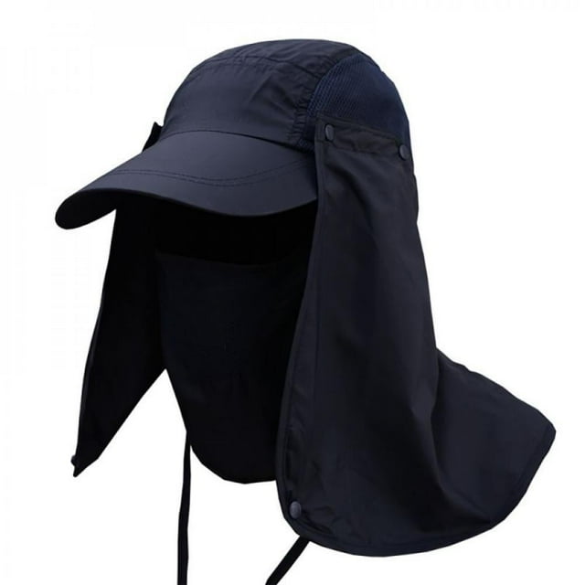 Final Clear Out! Sun Caps Fishing Cap Flap Hats Sunshade UV Protection Caps Removable Neck&Face Flap Cover Caps Black