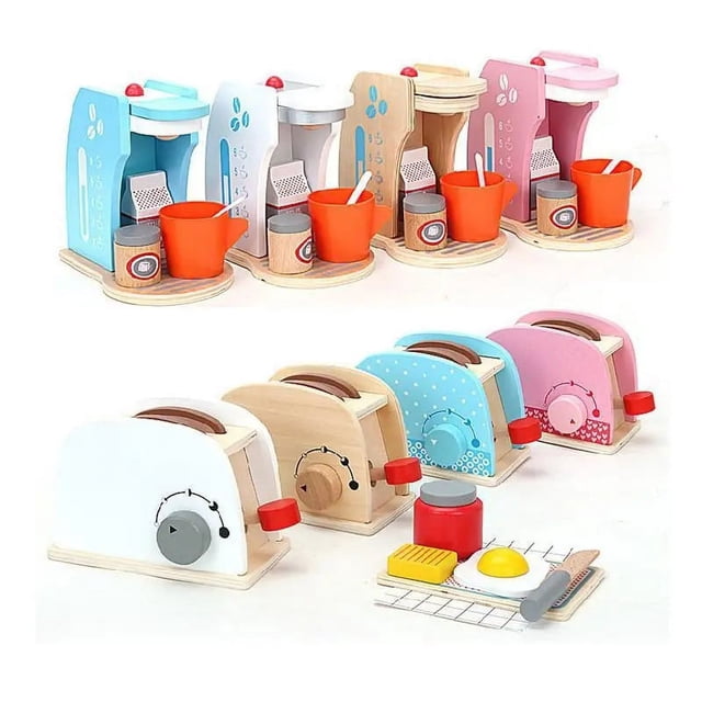Children‘s Simulation Kitchen Appliances Kitchen Toys Sets Coffee Bread Machine Educational Toys Wooden Kitchen Toys For Girls