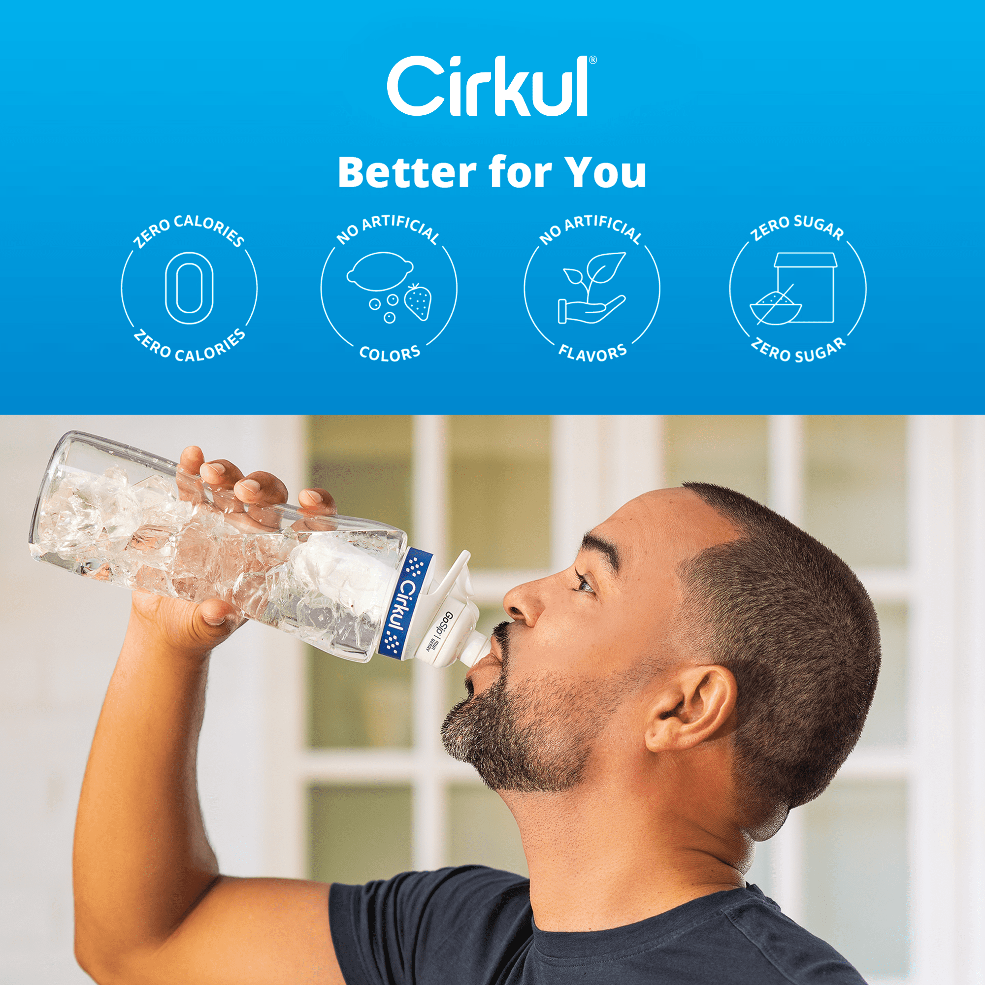  Cirkul 12 oz Plastic Water Bottle Starter Kit with Blue Lid and  2 Flavor Cartridges (Fruit Punch & Mixed Berry) : Home & Kitchen