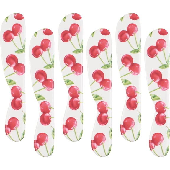 Supreme Housewares Cherry Cheese Spreader Set, Melamine Multipurpose Butter Spreaders for Cream, Cheese, Jelly, Mayo, Frosting, and Sandwich, Red, 6 Inch, Set of 6