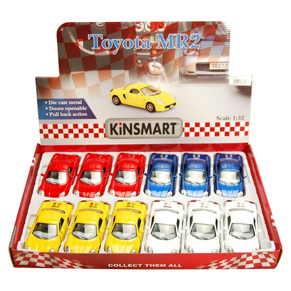 Toyota MR2 Diecast Car Package - Box of 12 1/32 Scale Diecast Model Cars, Assorted Colors