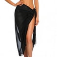 thumbnail image 6 of Women's Cover Up Skirts Tie Waist High Slit Midi Sarong Sheer Chiffon Mesh Beach Cover Up Swimwear Vacation Wear Swim Coverups for Women Black One Size, 6 of 6
