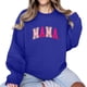 thumbnail image 5 of Sudadera Penkiiy Mama Mujer Glitter Patch Mama Crewneck Sudaderas Mama Print Manga Larga Moda Suelta Suéter XL Azul, 5 of 7