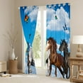 thumbnail image 3 of Horse Blackout Curtains White Brown Galloping Curtains & Drapes, Rustic Farmhouse Curtains Farm Animals Black Out Curtains, Blue Sky Butterfly Window Drapes Western Cowboys Cowgirls Room Decor, 3 of 5