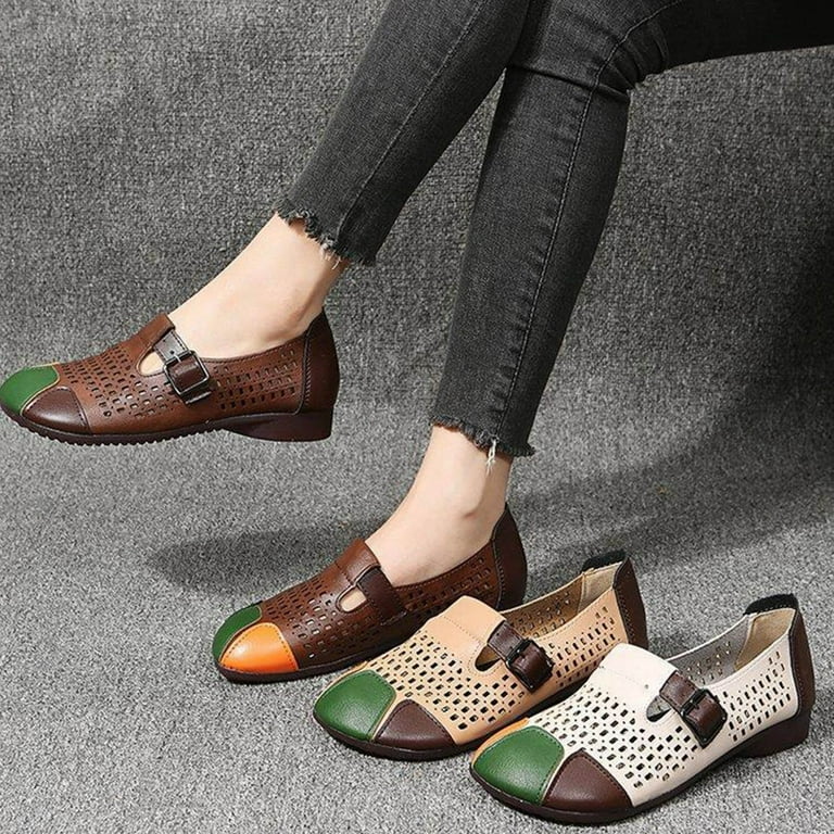 Men's vintage leather best sale loafers lazy single shoes
