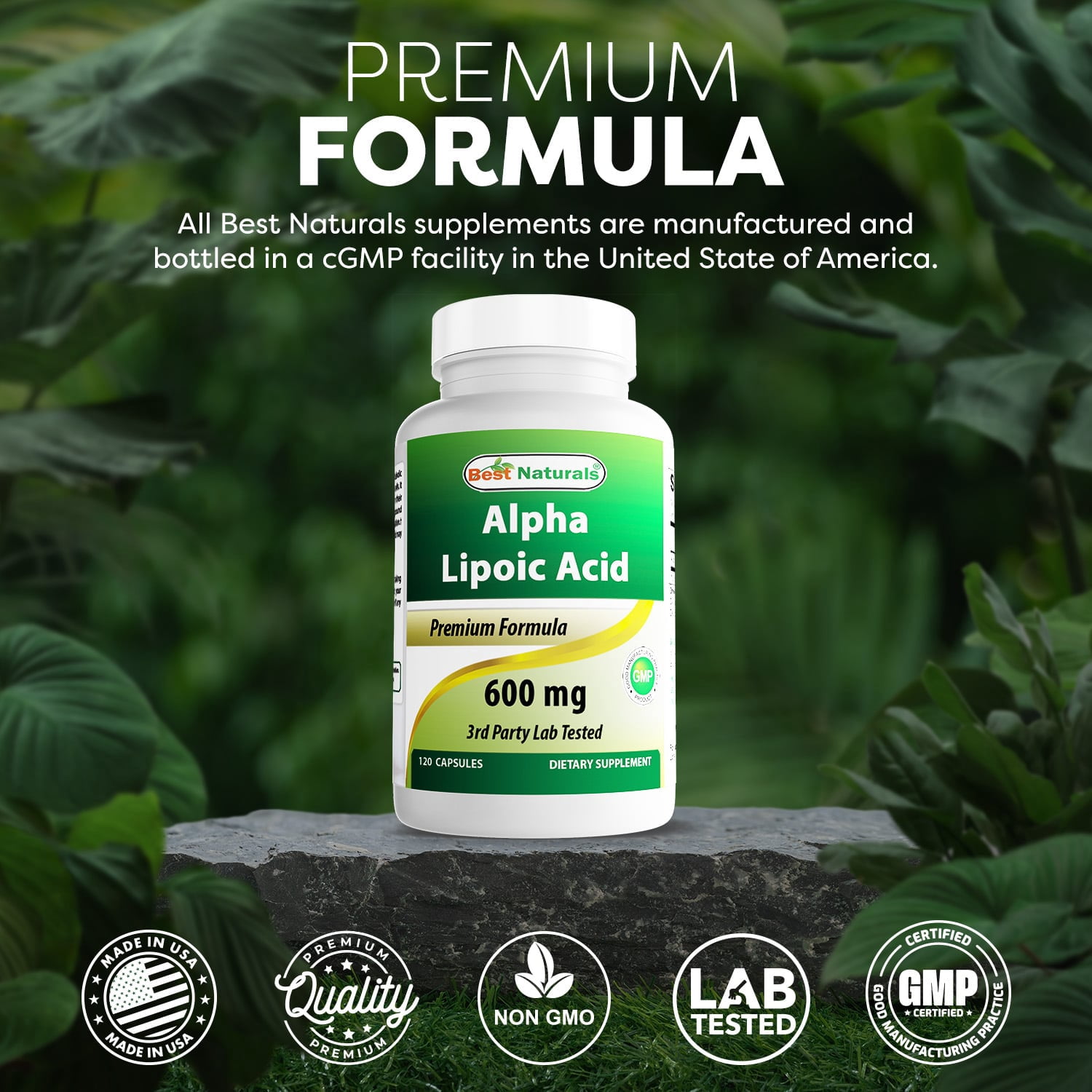 Best Naturals Alpha Lipoic Acid Antioxidant Protection Health Pills, 600 mg, 120 Capsules