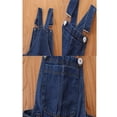 thumbnail image 6 of Girls Flare Jeans Toddler Raw-Hem Bib Denim Overalls Adjustable Strap Slimming Fashion Ripped Jean Pants, Navy, 5 Years, 6 of 7
