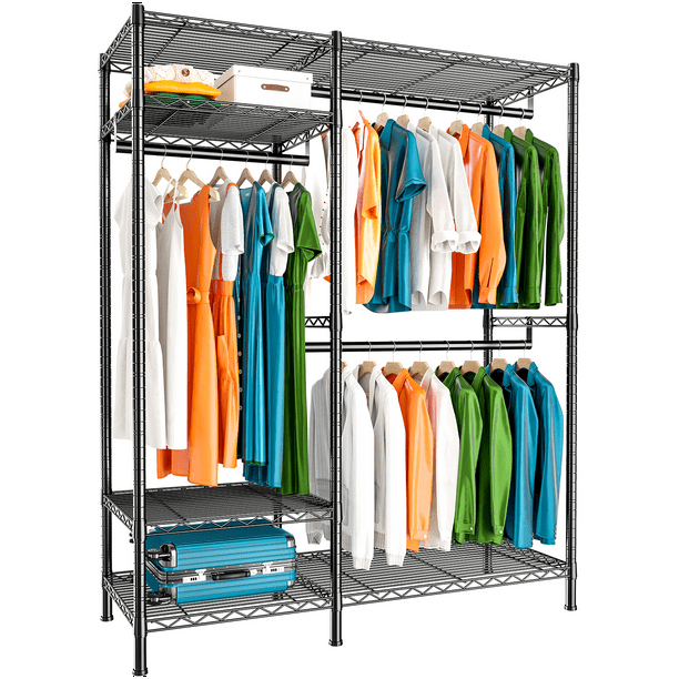 Raybee Clothes Rack Wire Garment Rack Closet Storage Rack Adjustable  Clothes Garment Rack Freestanding Tall Clothes Hanging & Storage Rack for  Home, Bedroom, Shop, Commercial, Black 