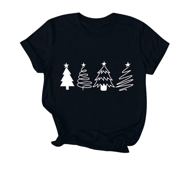 Navidad Mujeres Tops, Cuello Redondo Manga Corta Impresa Camiseta, Vintage Holiday Humor Tee Top