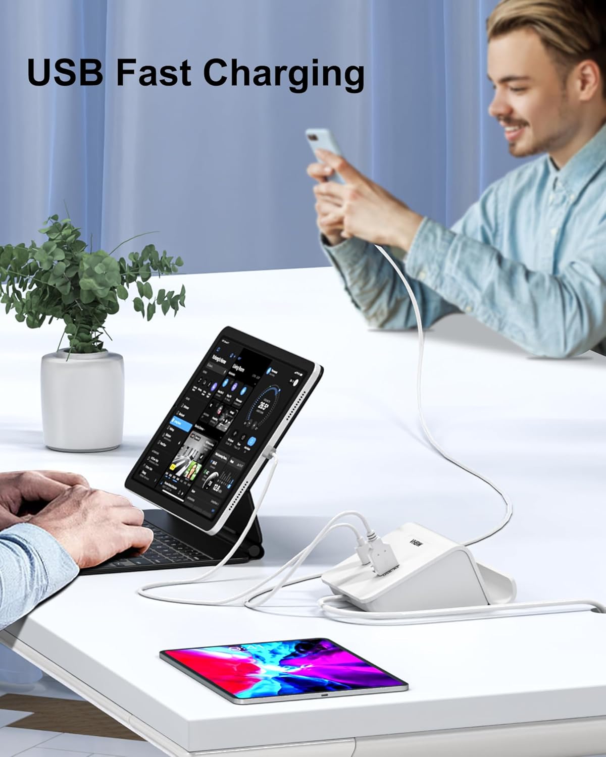 JJEAN-VHBW USB C Charger Block,6 Port 3A and 3C Multiple USB Charging Station,35W Fast USB C Charging Plug for iPhone 15/15pro/14/13/12,Samsung Galaxy S23/S22/S21,etc(6USB-3A3C-White)