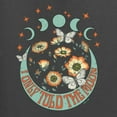 thumbnail image 6 of Wild Bobby I Only Told The Moon, Moon Phases Daisies and Butterflies Vintage Women Graphic Tee, Charcoal, Large, 6 of 6