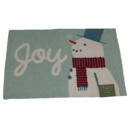 St Nicholas Square Snowman Joy Hooked Christmas Throw Rug Accent Mat 20x30
