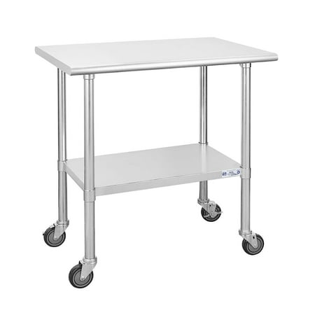 

luxury Hally Stainless Steel Table for Prep & Work 30 x 60 Inches with Caster Wheels NSF Commercial Heavy Duty Table with Undershelf and Galvanized Legs for Restaurant Home and Hote