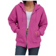 thumbnail image 6 of Gibobby Zip Up Hoodie Women Casual Oversized Sweatshirts - Fall Fashion Fleece Lined Jacket - Thick Warm Coat Winter Clothing(L,Hot Pink), 6 of 7