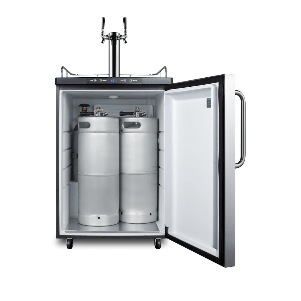 Summit 24-Inch 5.6 Cu. Ft. Freestanding Double Tap Beer Dispenser / Kegerator With Towel Bar Handle