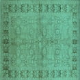 thumbnail image 1 of Ahgly Company Indoor Square Oriental Turquoise Blue Industrial Area Rugs, 5' Square, 1 of 4