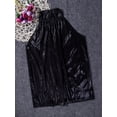 thumbnail image 3 of Coduop Women's Casual Halter Neck Crop Top Sleeveless Blouse Sequined Sling Vest Shirt, 3 of 7