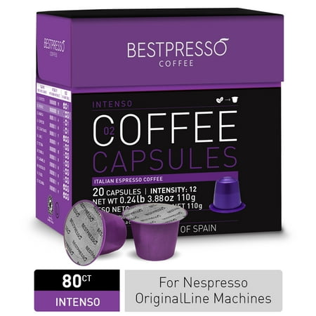 Bestpresso Coffee Capsules For Nespresso OriginalLine Machines, 80 Count, Intenso Blend (High