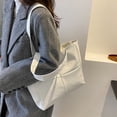 thumbnail image 4 of Bolsa acolchado de algodón PU para mujer con asa superior de color sólido con entramado (blanco) Ehuebsd  Para estrenar, 4 of 9
