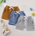 thumbnail image 2 of NOLDARES Toddler Baby Boys Shorts, Summer Cotton Shorts for Kids, Childrens Jogger Pants for Holiday(Brown,18-24 Months), 2 of 7