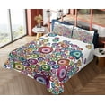 thumbnail image 4 of Ambesonne Ethnic Fitted & Top Sheet Set with Shams, Evil Eye Pattern, Multicolor, 4 of 5