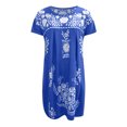 thumbnail image 4 of QIPOPIQ Robe Maxi pour Femme Plage Élégante à Manches Courtes Tendance Décontractée Robes Aguichant d'Été Robe à Volants Imprimé Floral Chandail à Enfiler Robe à Col Rond Offres 2023, 4 of 5