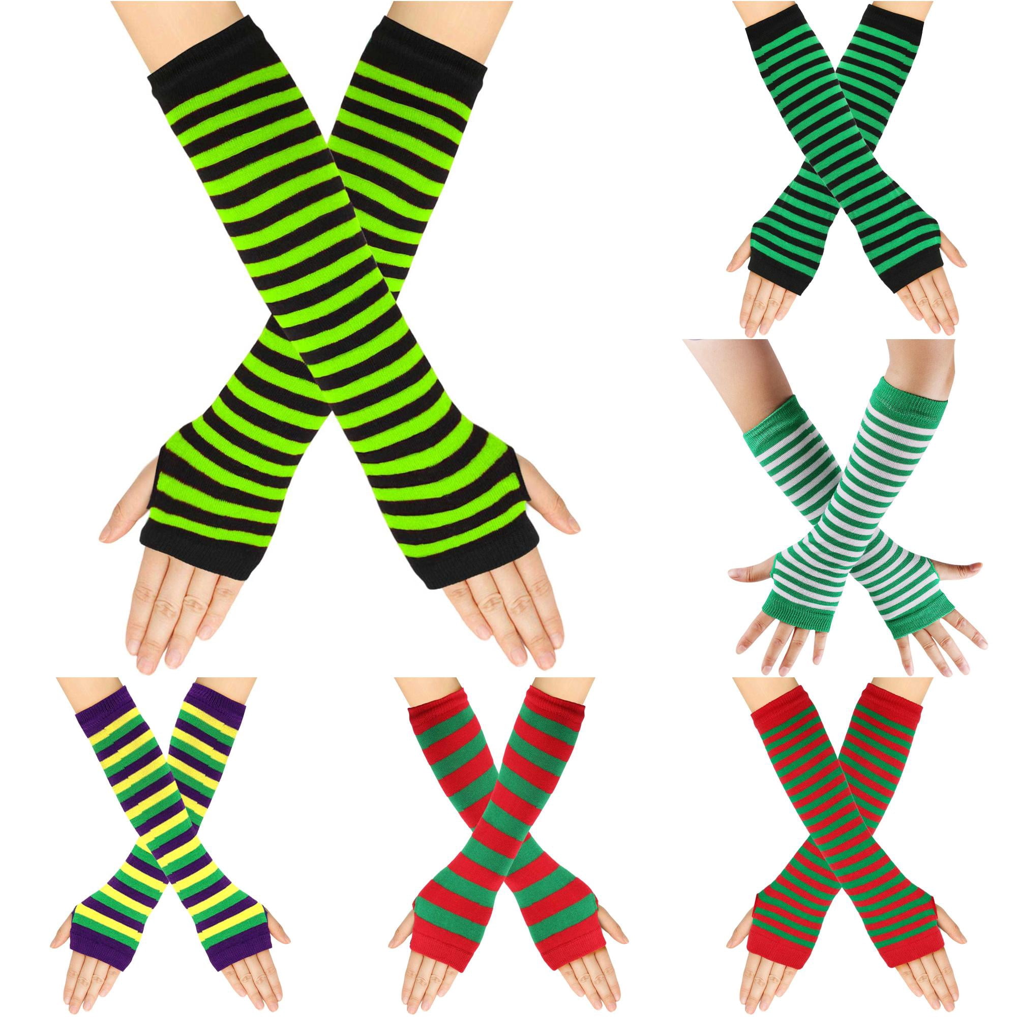 Opaque stripes arm warmer 422-BLACK-NGREEN - Walmart.com