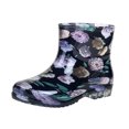 thumbnail image 2 of EKVAHL Women's Waterproof Rubber Rain Boots Non‑Slip Ankle Booties Polka Dot Printed Pull‑On Short Boots for Farming Boating Outdoor Rainy Day Blue, 2 of 6