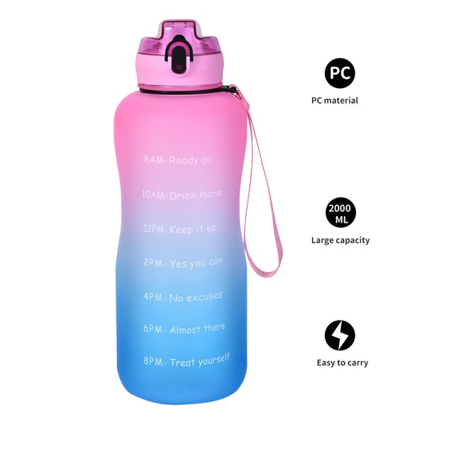 Botella de bebida de 2000ML portátil de gran capacidad con pajita para la oficina de la escuela al aire libre Ndcxsfigh Para Estrenar