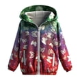 thumbnail image 6 of CAIVO Little Girls Butterfly Print Hooded Wind Jacket Lightweight Waterproof Elastic Cuff Zipper Pockets Long Sleeve Kids Windproof Rain Outerwear Casual Coats Classic Dailywear, 6 of 6