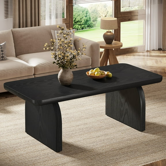Finmind Rectangle Coffee Table, 47-Inch Wood Living Room Table, Easy Assembly