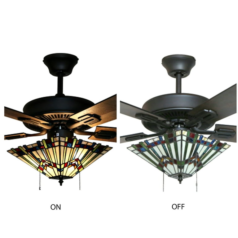 River Of Goods 52 Geometric Abstraction Stained Glass Led Ceiling Fan With Light Com Com, River Of Goods Bella Crystal Ceiling Fan