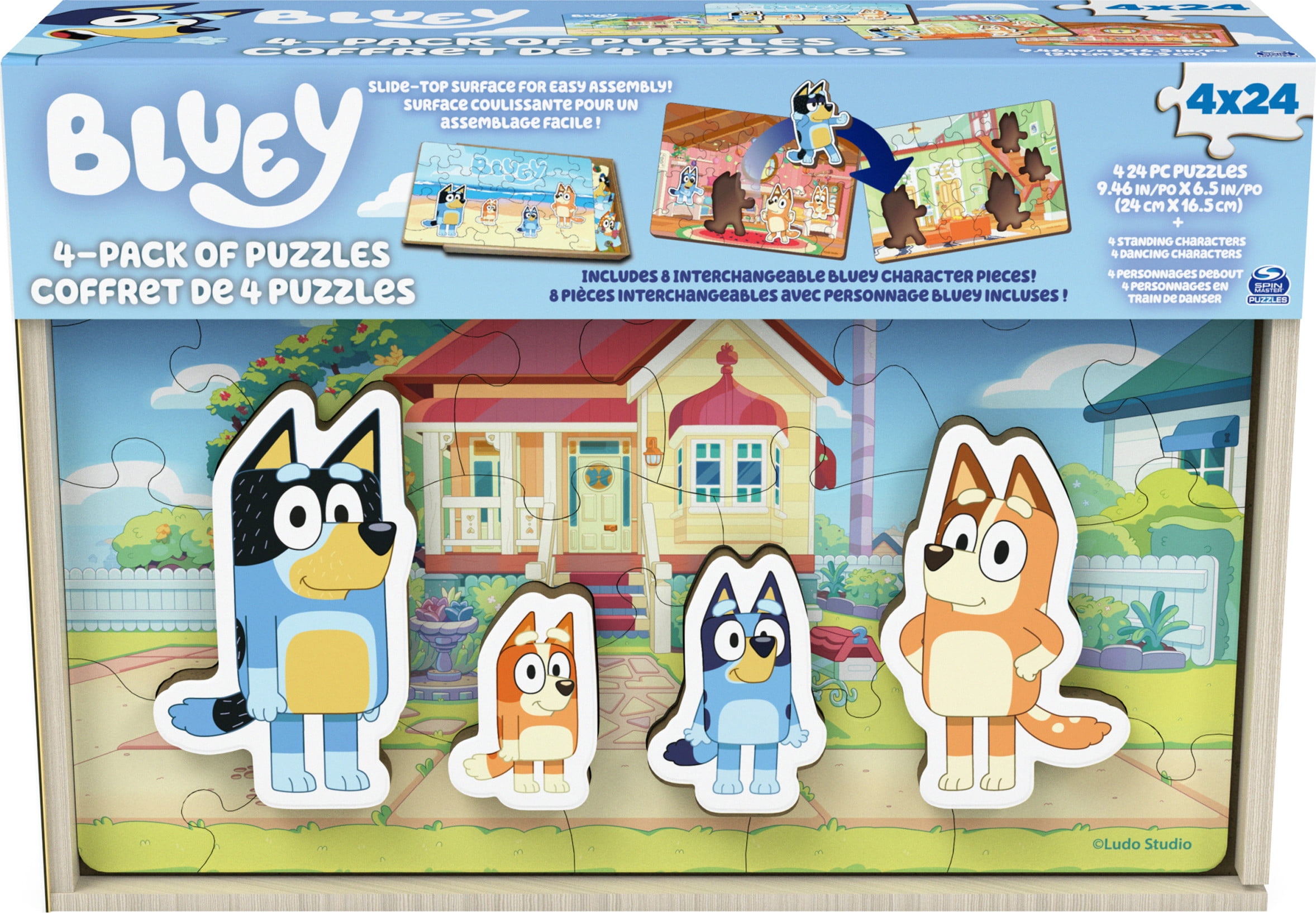 Bluey 4 Pack Of Wood Puzzles 24 Piece Jigsaw Toy Gift Set Walmart Com