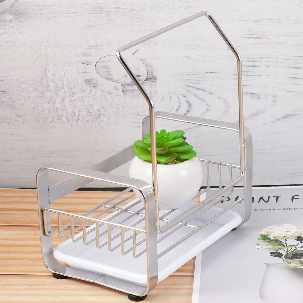 SKISUNO Kitchen Organizer Drain Rack Stainless Steel Storage for Dishcloth Rack 1Set