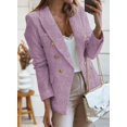 thumbnail image 2 of Womens Double Breasted Tweed Blazers Casual Long Sleeve Open Front Blazer Jackets Work Suits, 2 of 5