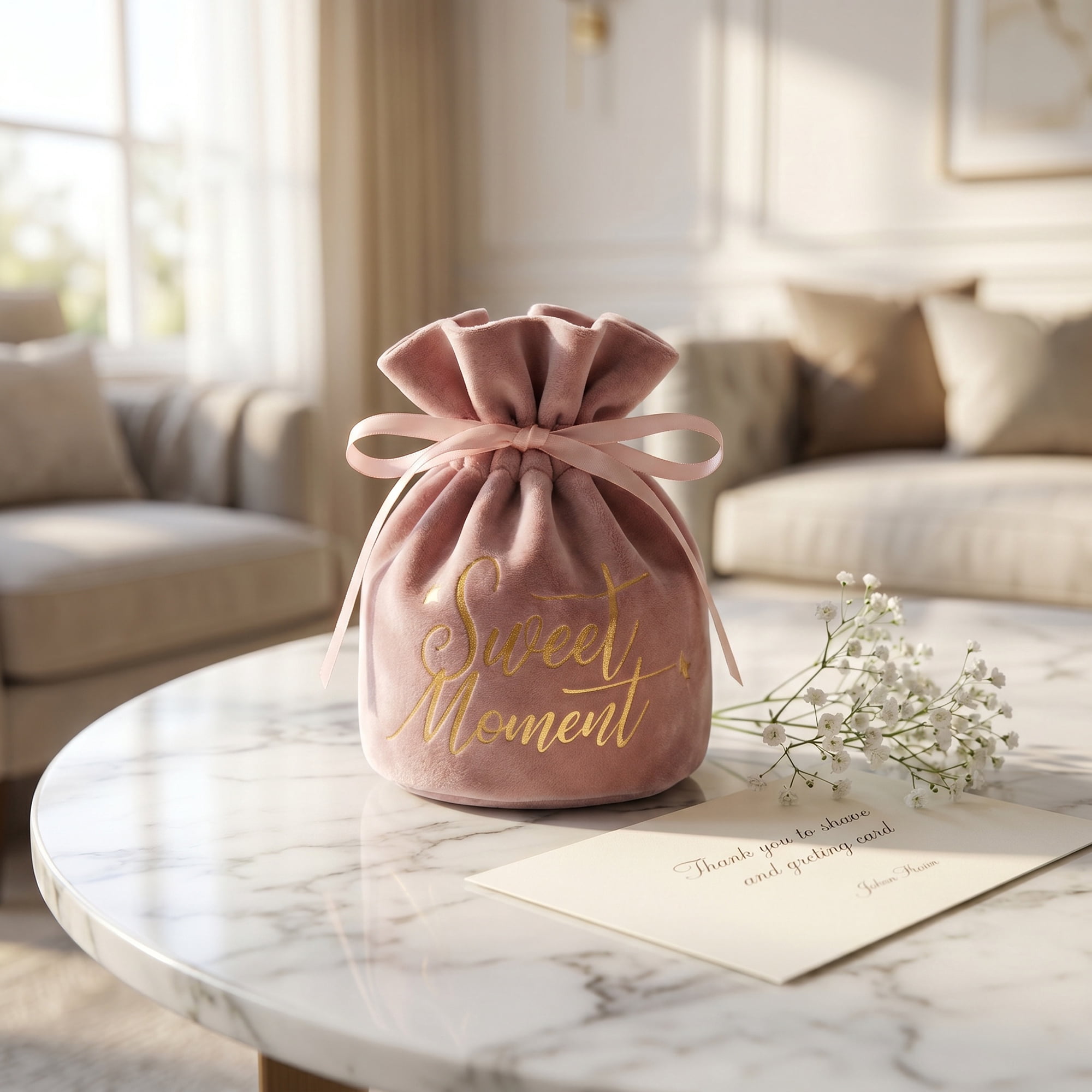 Unique Bargains 6Pcs Velvet Gift Drawstring Bags Set Pink 5.9" x 5.1"