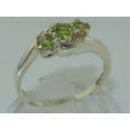 thumbnail image 2 of LBG British Made 10k White Gold Natural Peridot Womens Trilogy Ring - 33 size options - Size 6, 2 of 7