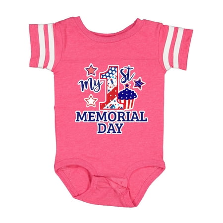 

Inktastic My 1st Memorial Day with Cupcake and Stars Gift Baby Boy or Baby Girl Bodysuit