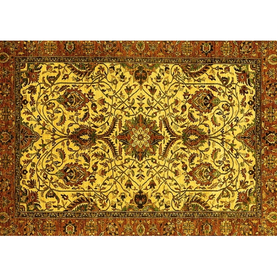 Ahgly Company Indoor Rectangle Abstract Yellow Modern Area Rugs, 8' x 12'