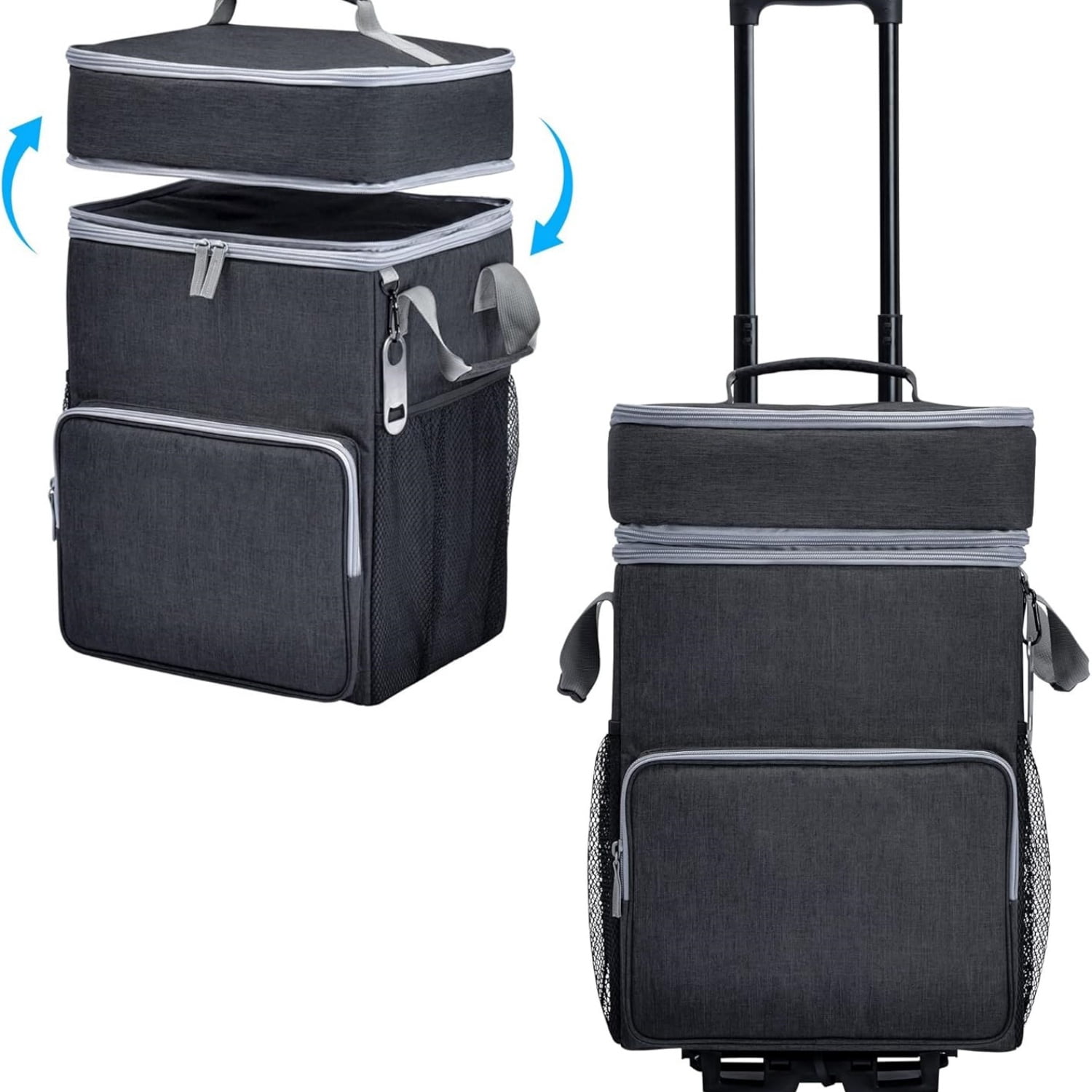72-Can Large Rolling Cooler, Leakproof Insulated Soft Cooler Bag with Wheels and Handle Collapsible for Beach Camping Patio Travel Outdoor