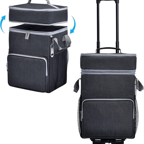 72-Can Large Rolling Cooler, Leakproof Insulated Soft Cooler Bag with Wheels and Handle Collapsible for Beach Camping Patio Travel Outdoor