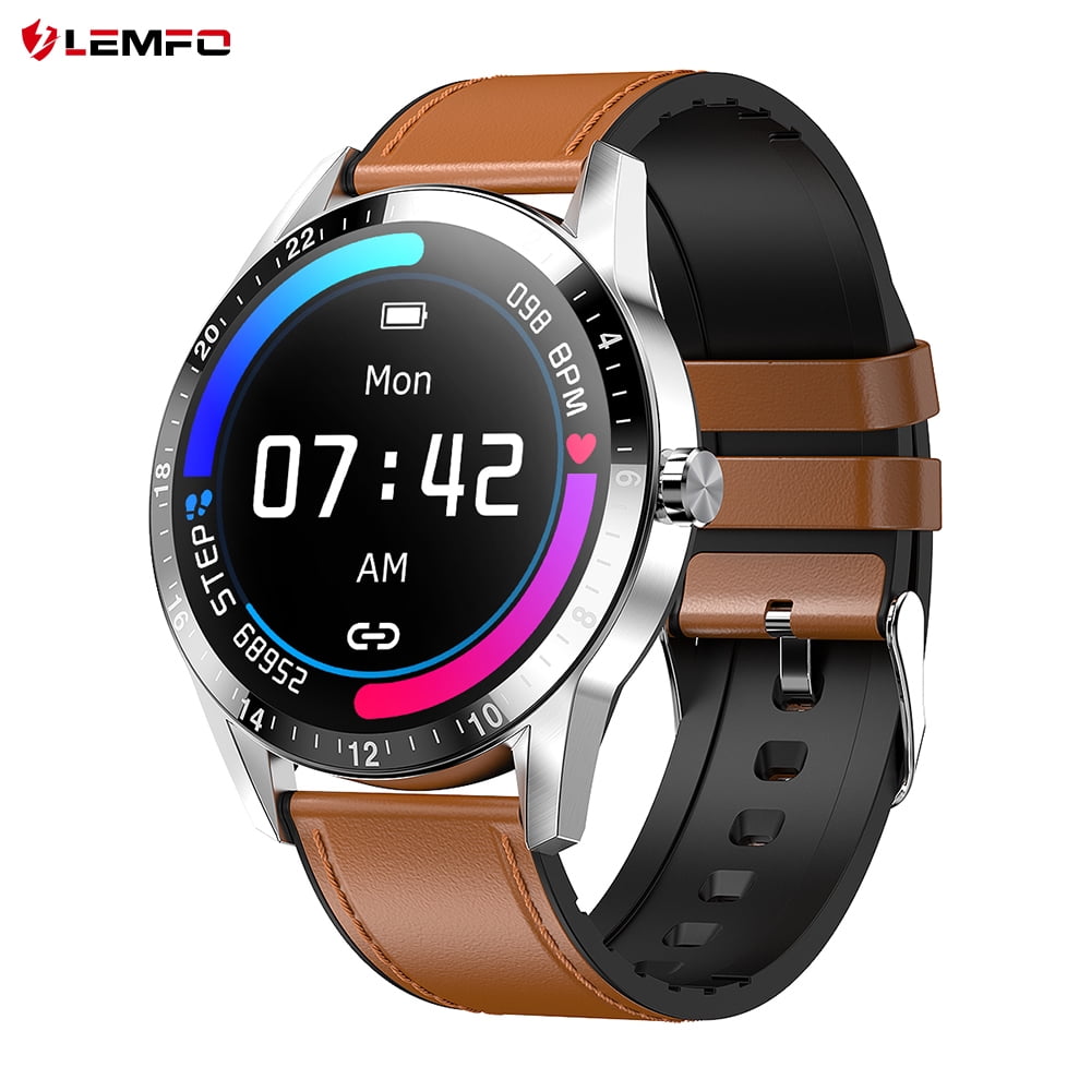 Lemfo G20 Bt Call Smart Watch 1.3 Inch Hd Round Screen Bt 4.0 Message Push Music Player Heart Rate Blood Pressure Sleep Monitor Multi Sport Modes Ip67 Waterproof Pedometer Sports Business Bracelet Wat...