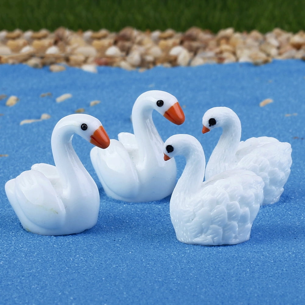 2x Miniature Swan Fairy Garden Micro Landscape Decor Bonsai DIY Craft Gift
